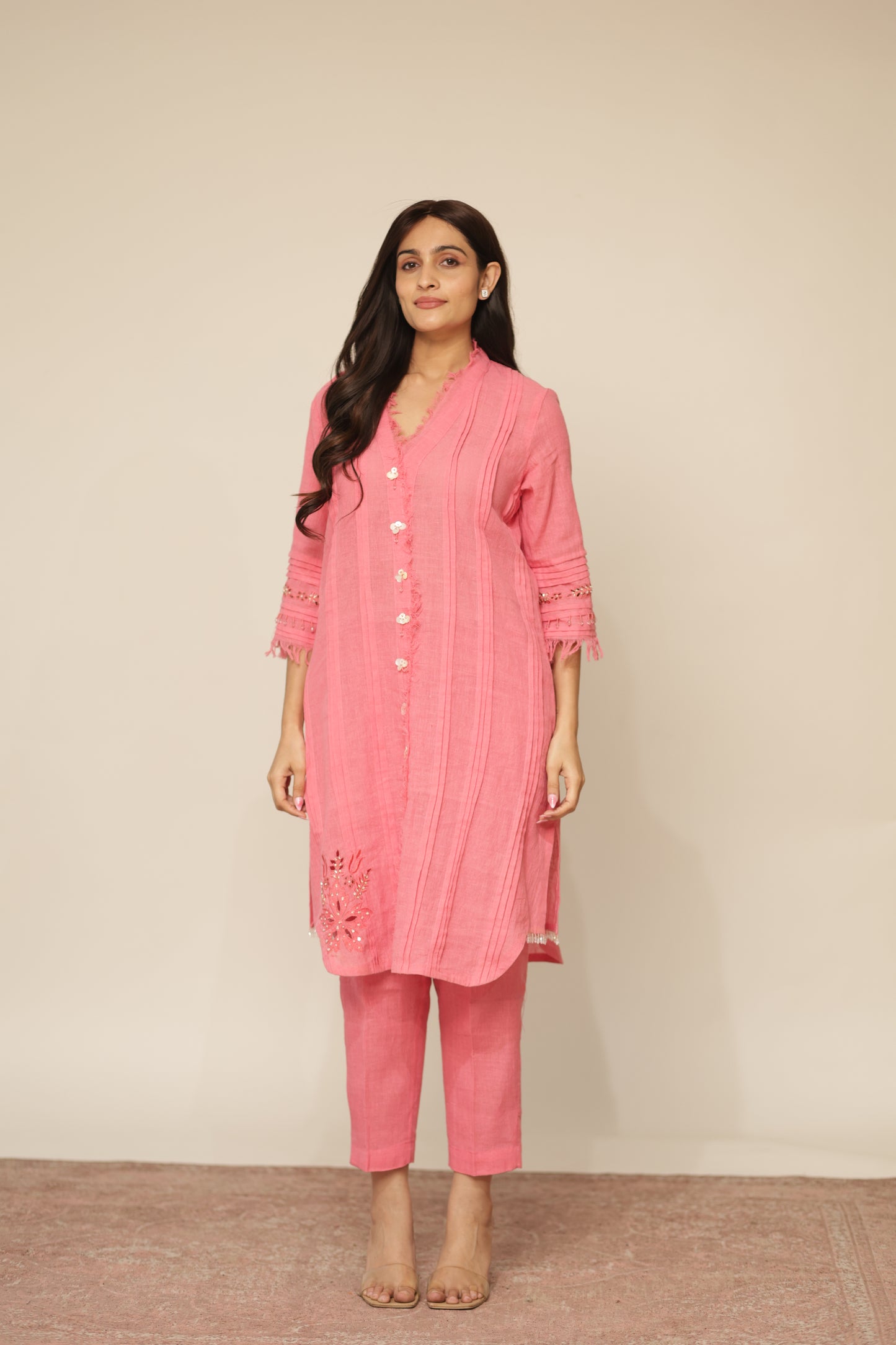 CANDY PINK CUTWORK KURTASET