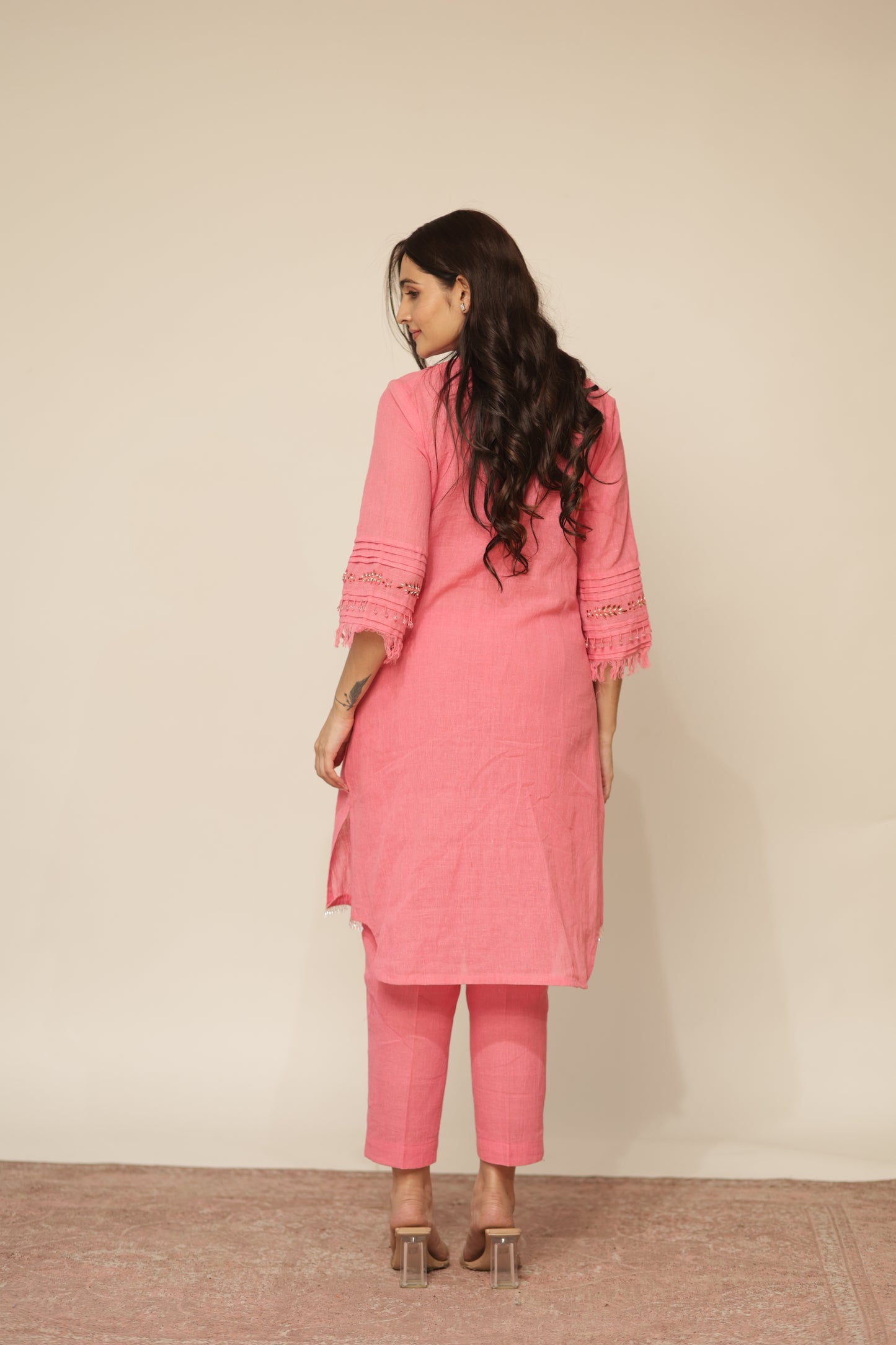 CANDY PINK CUTWORK KURTASET