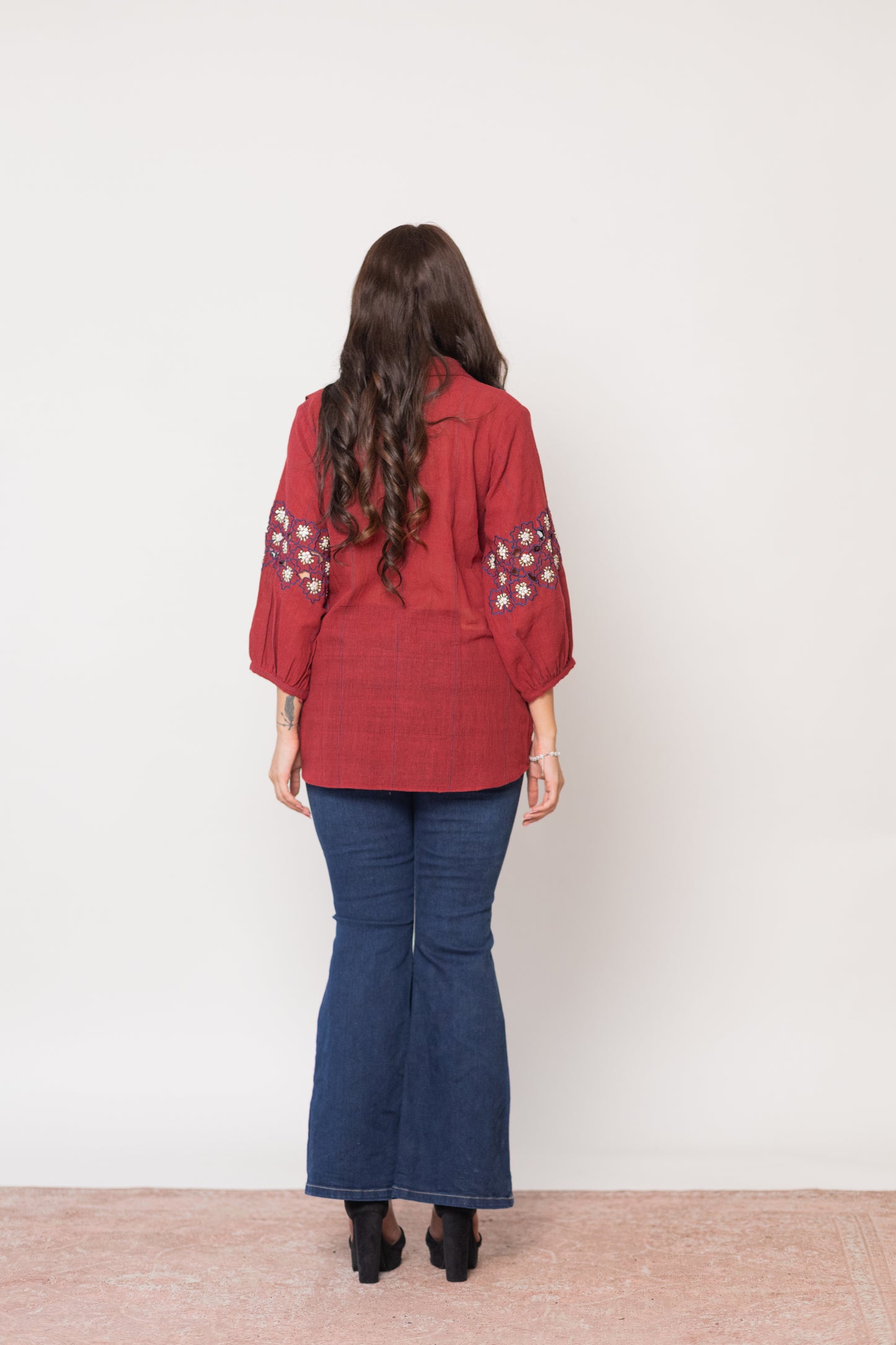 MAROON SUNEHRI SHIRT