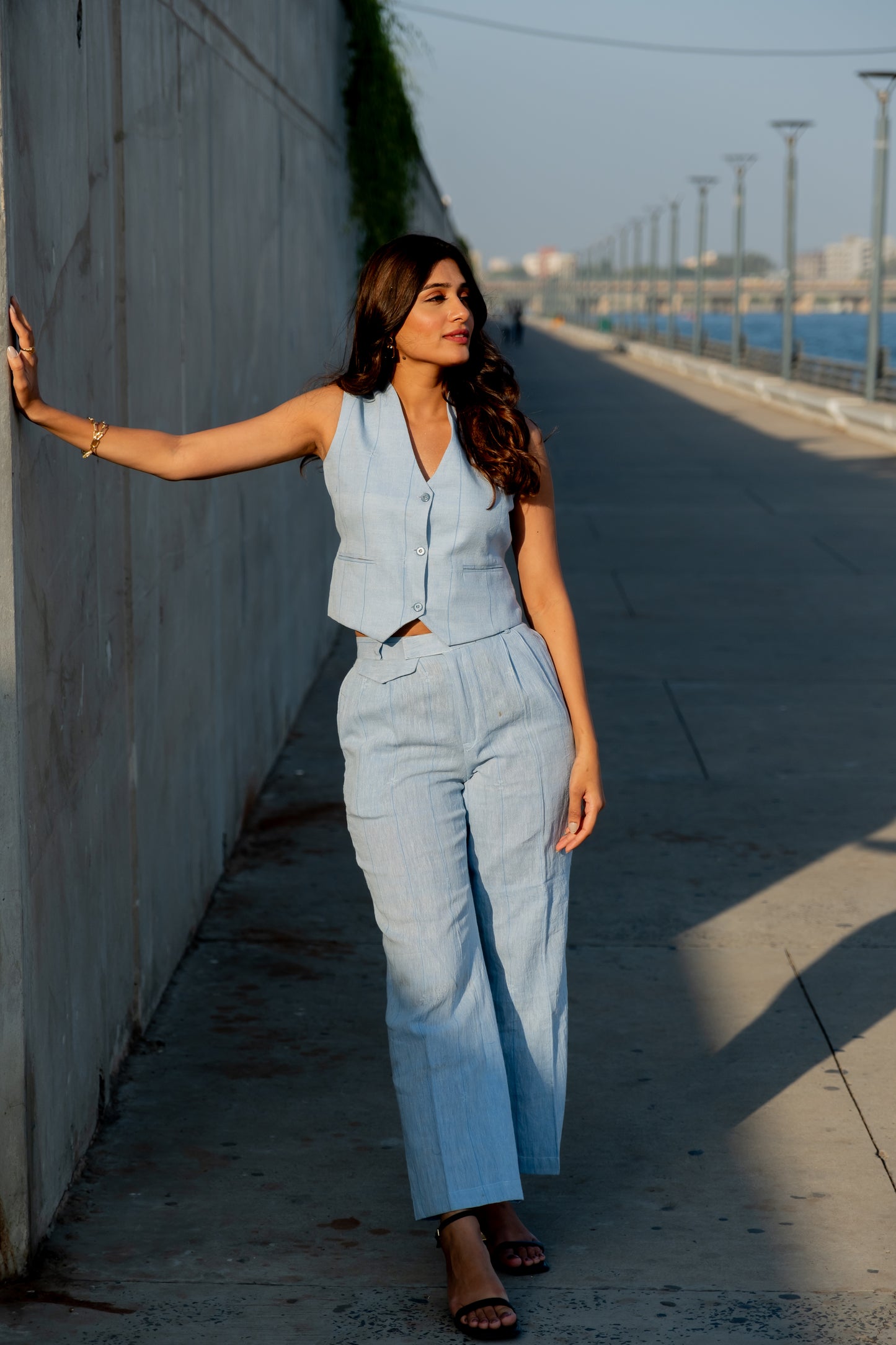SKY BLUE WAISTCOAT CO-ORD SET