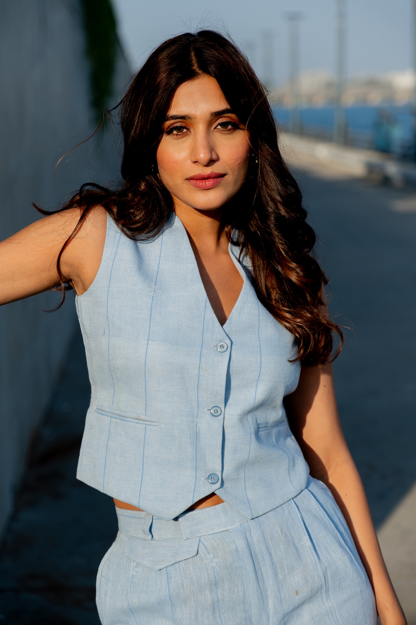 SKY BLUE WAISTCOAT CO-ORD SET