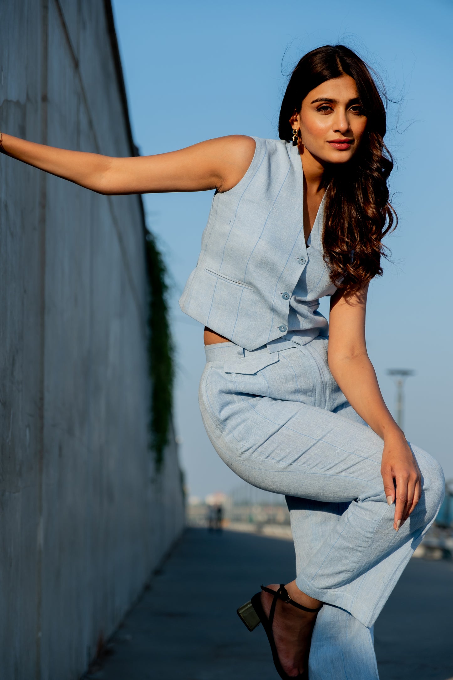 SKY BLUE WAISTCOAT CO-ORD SET