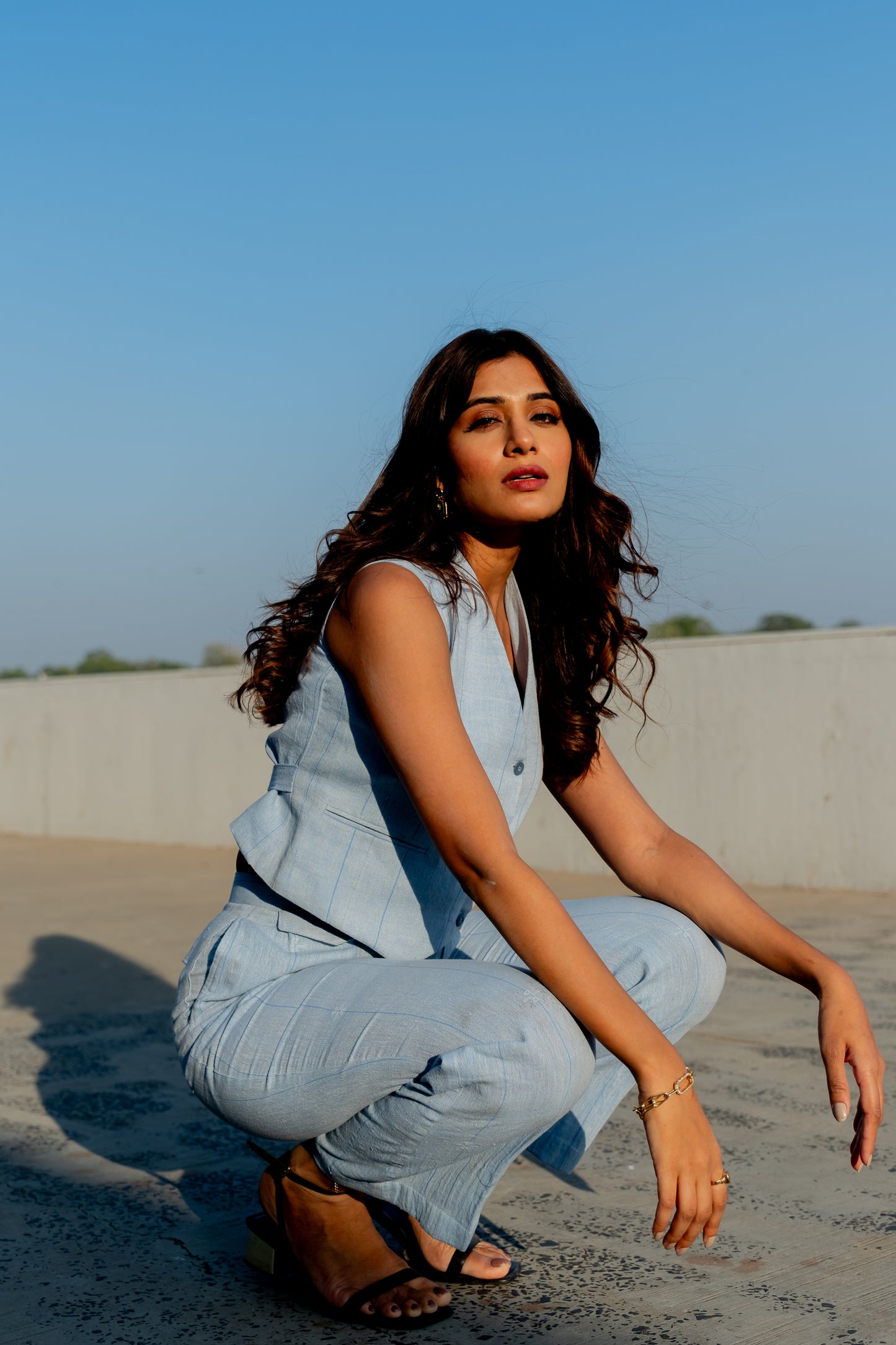 SKY BLUE WAISTCOAT CO-ORD SET