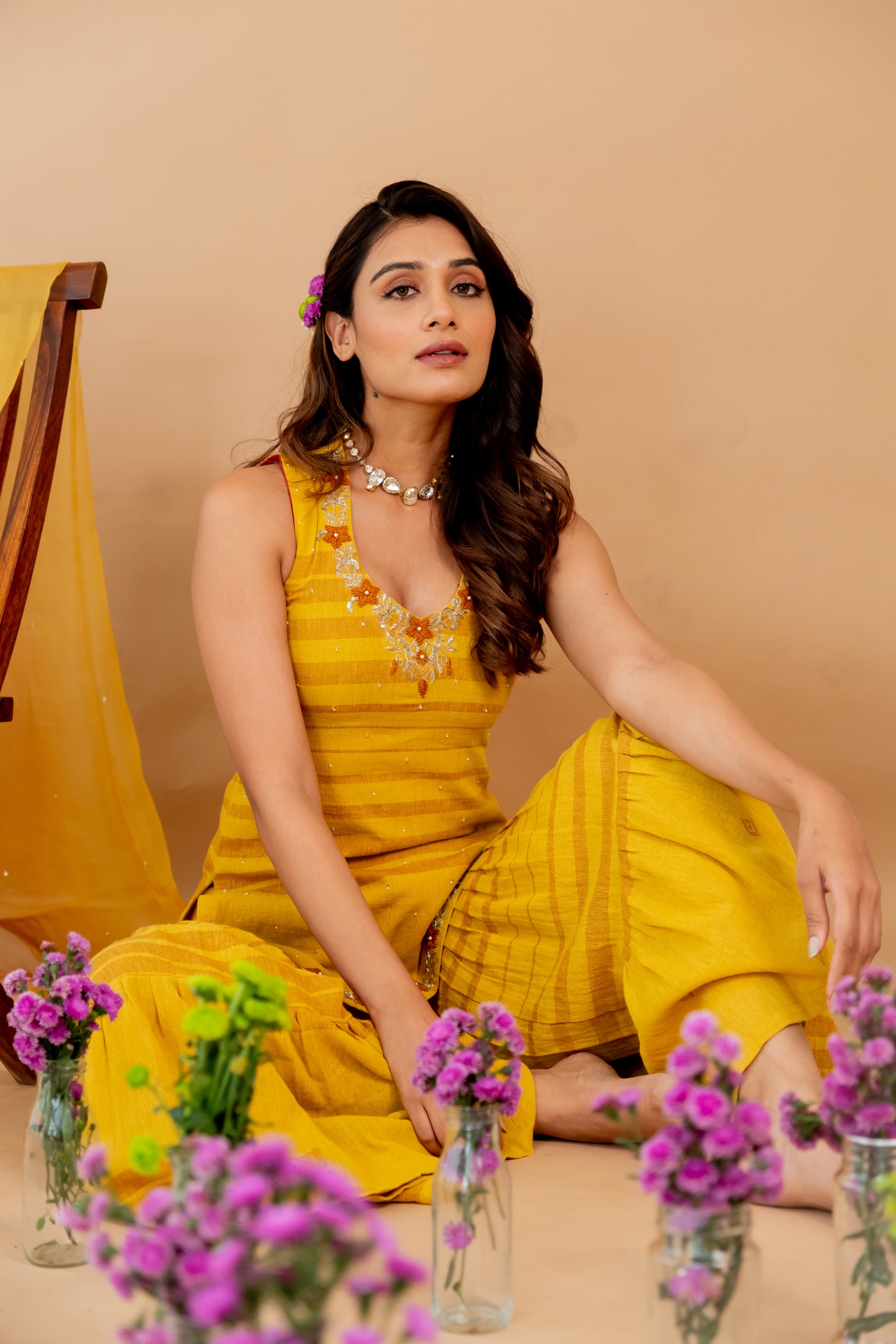 TANVI THAKKAR IN MUSTARD CHIDIYA SHARARA SET