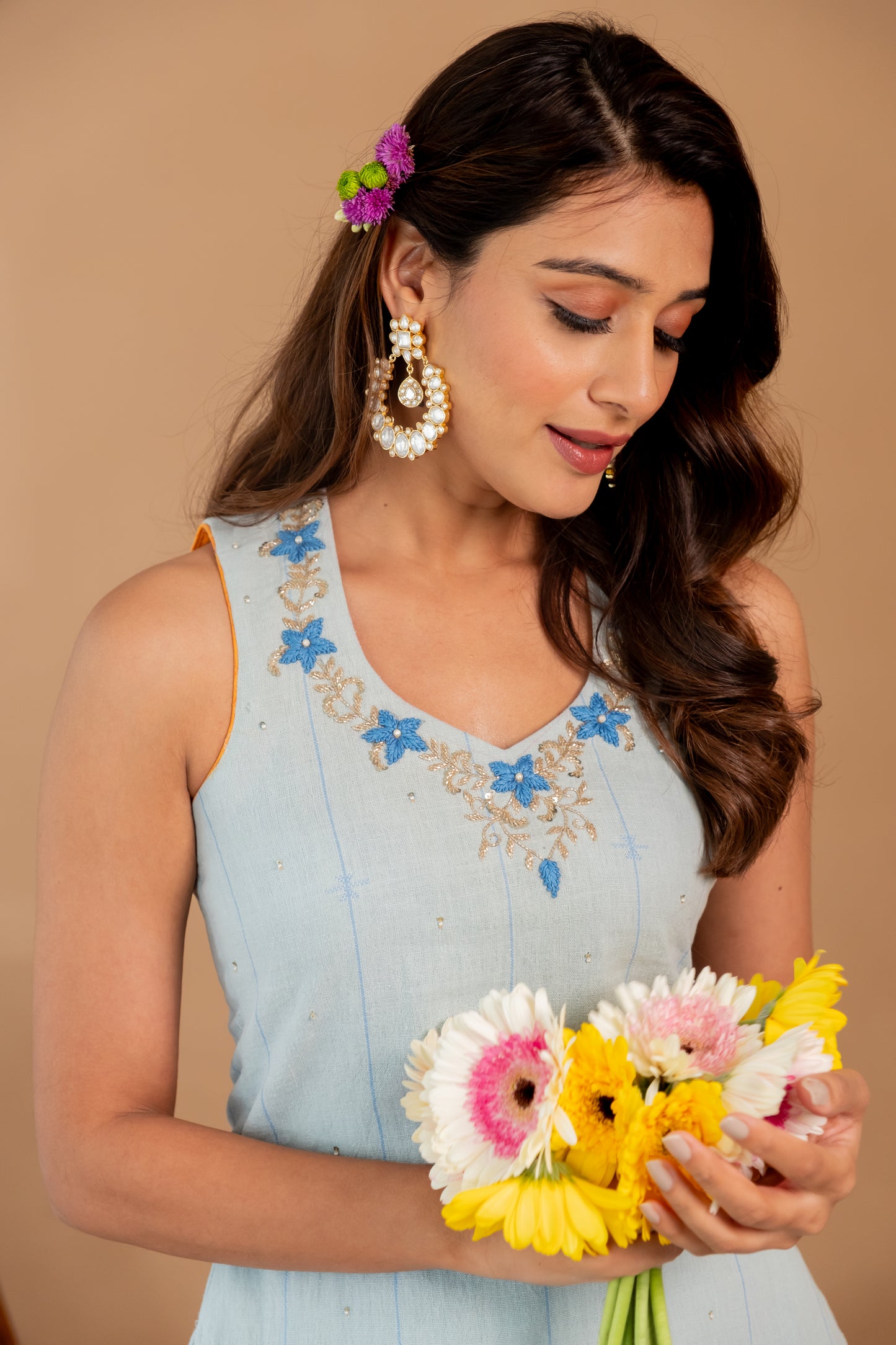 SKY BLUE CHIDIYA SHARARA SET