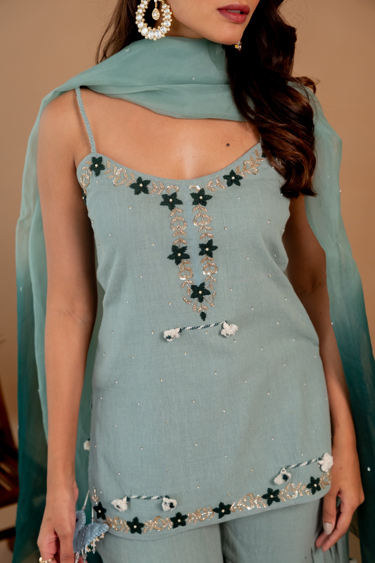 TEAL MIRI SHARARA SET