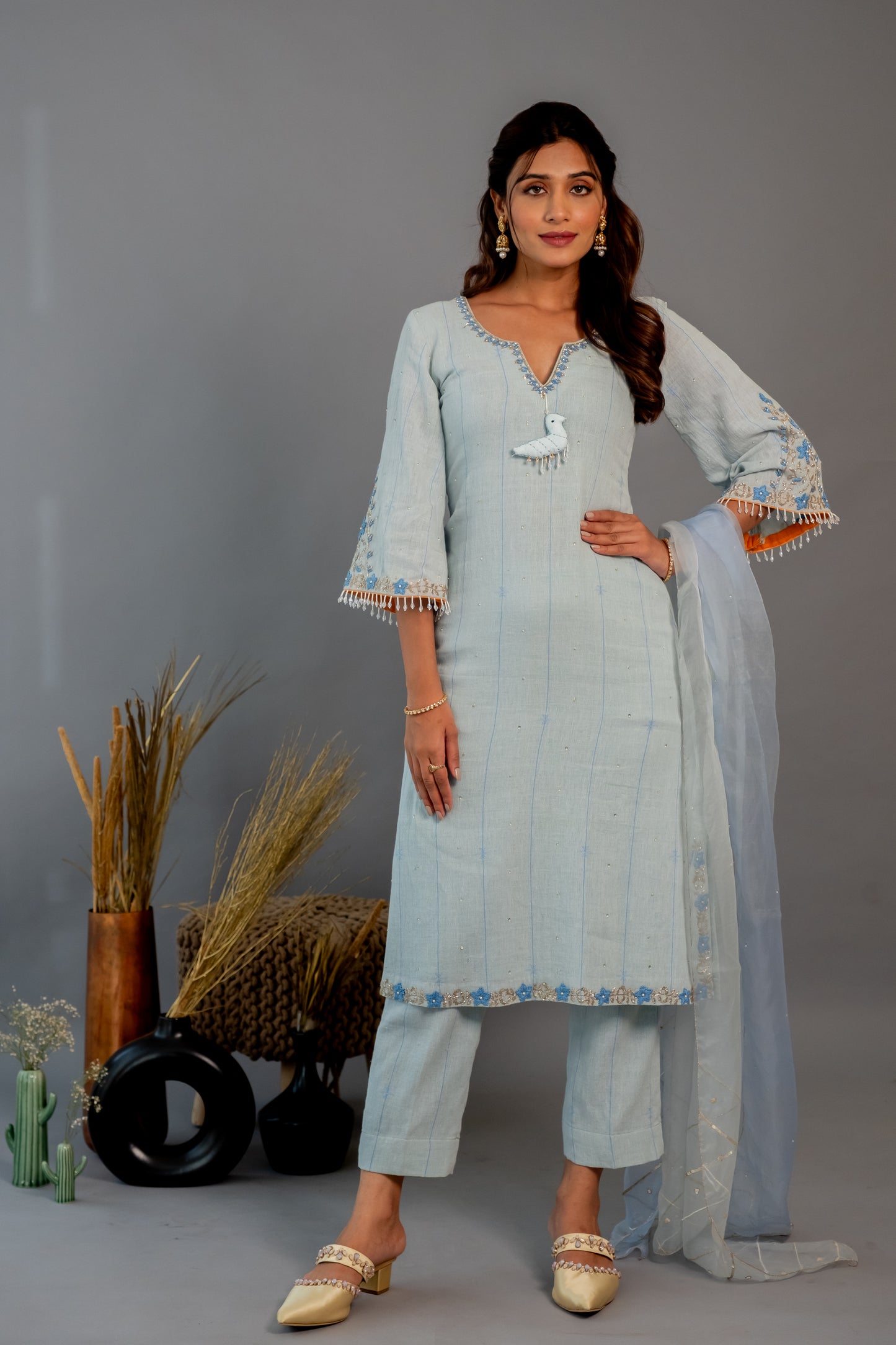 SKY BLUE CHIDIYA KURTASET