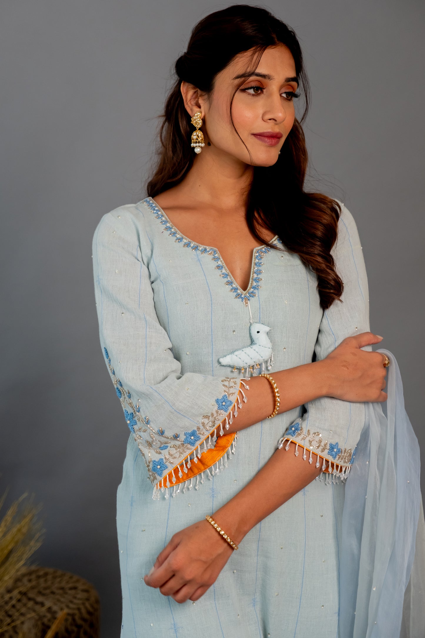SKY BLUE CHIDIYA KURTASET
