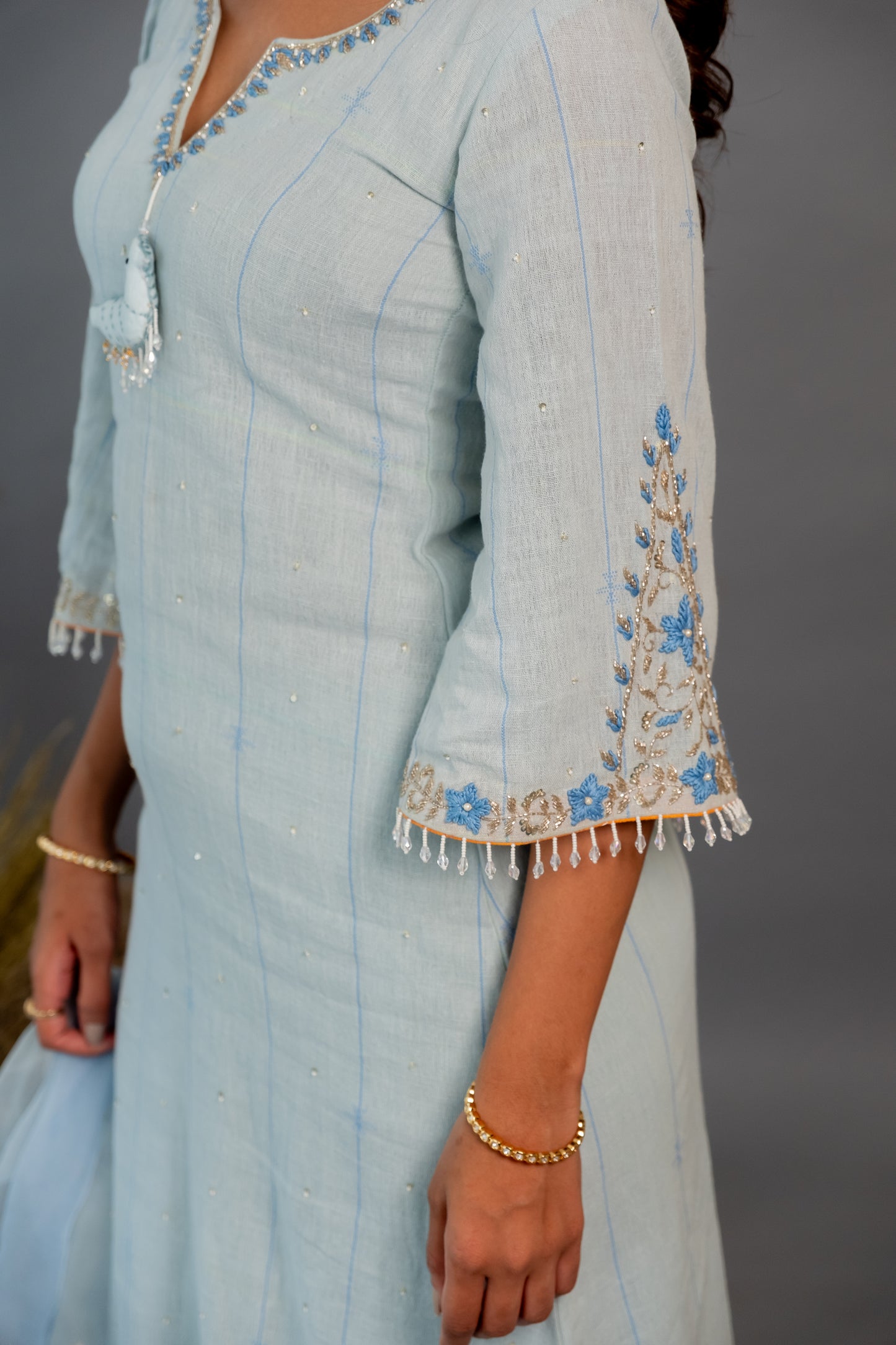 SKY BLUE CHIDIYA KURTASET