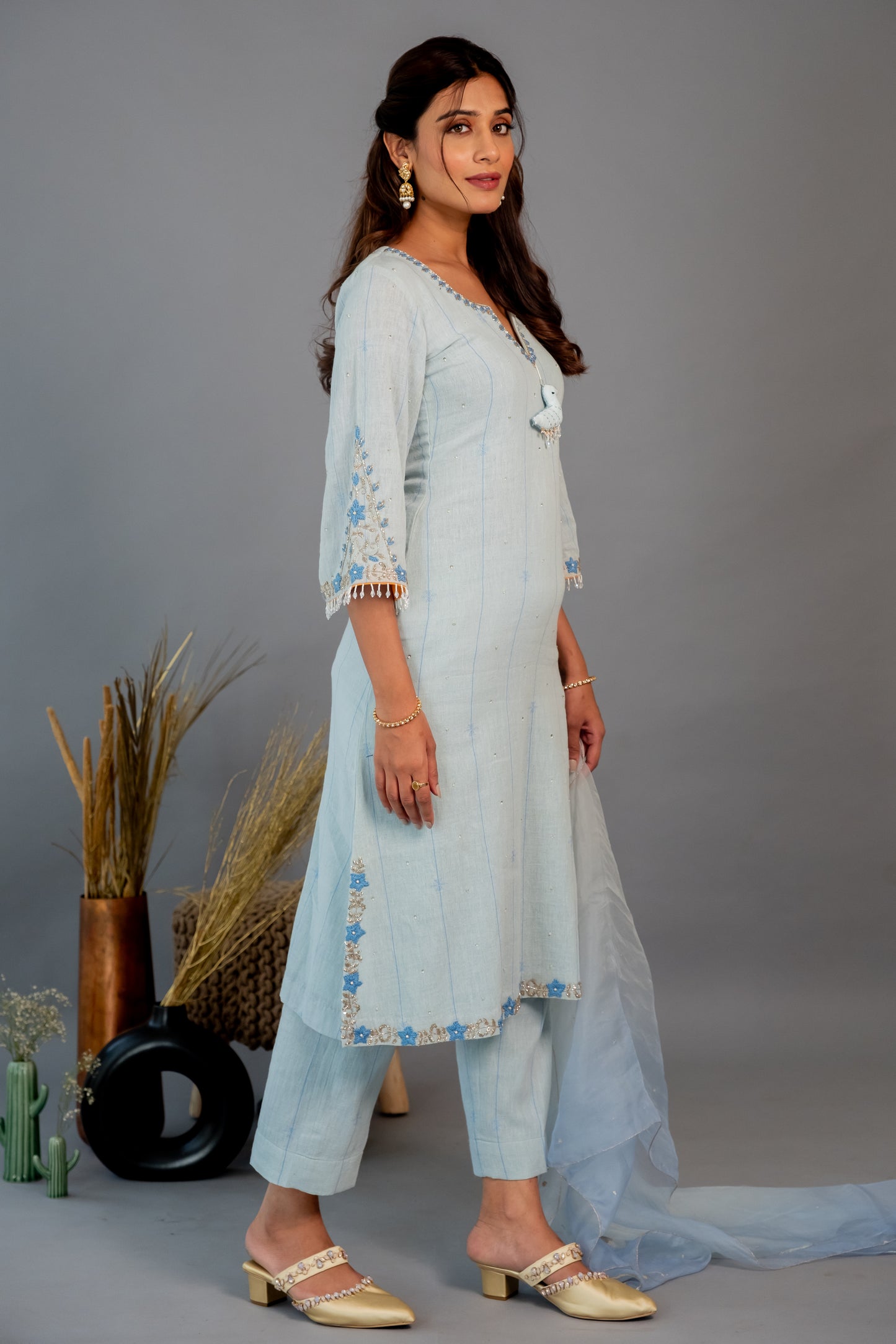 SKY BLUE CHIDIYA KURTASET