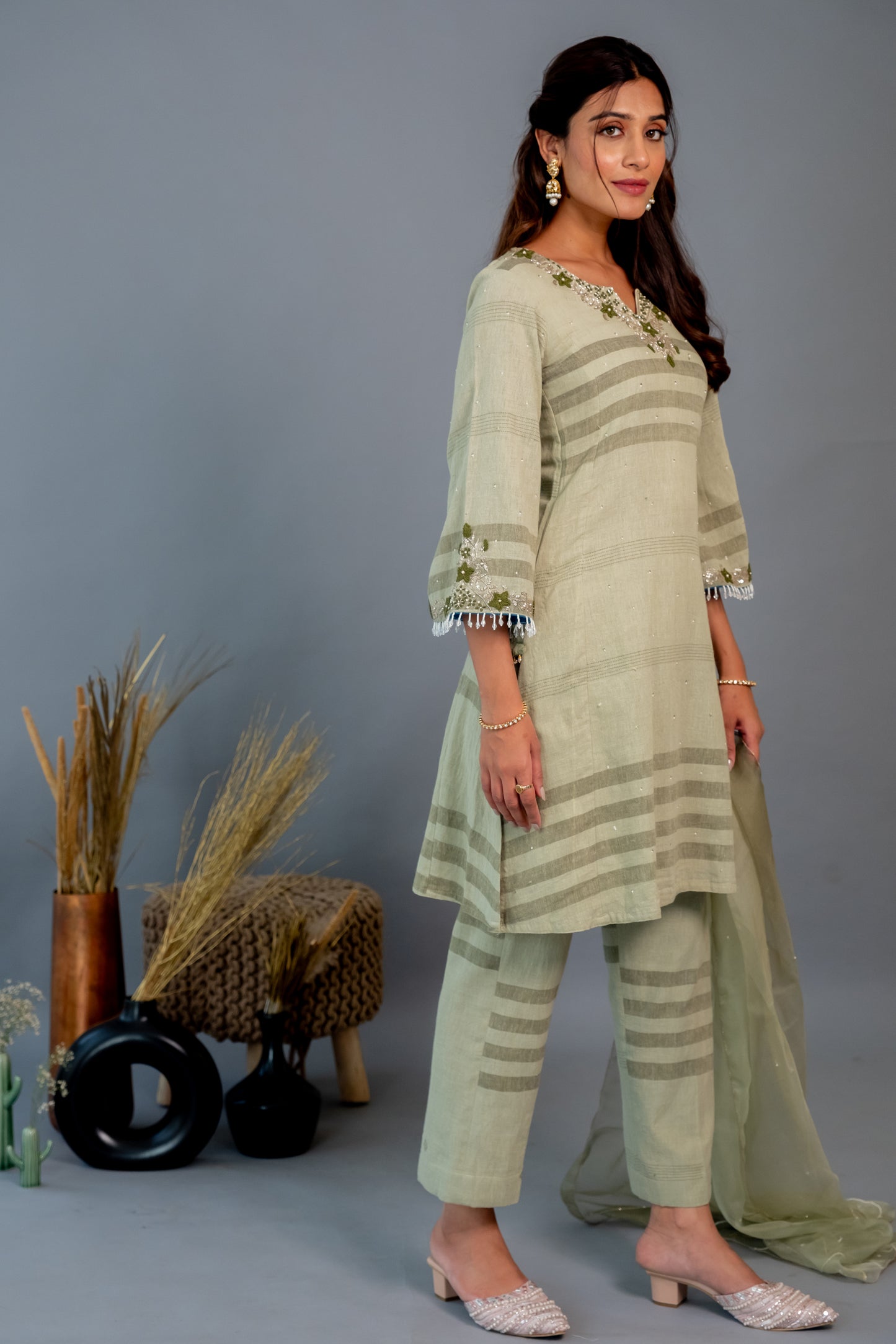 OLIVE GREEN KURTASET