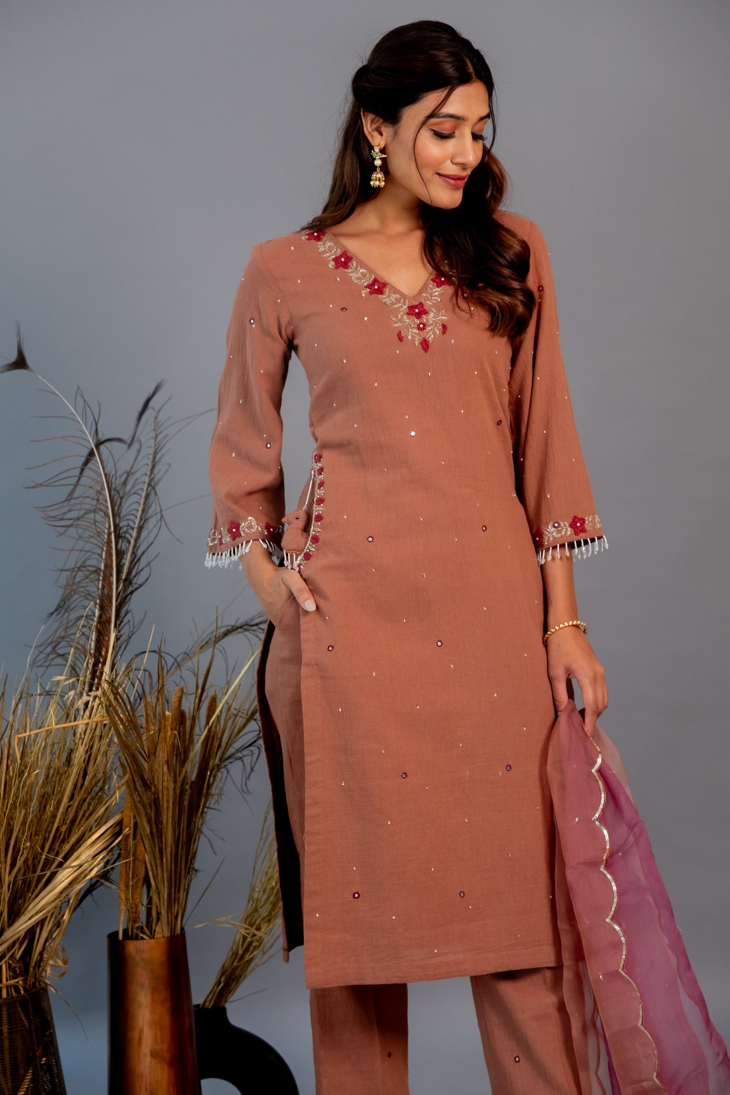 CHESTNUT CHIDIYA KURTASET