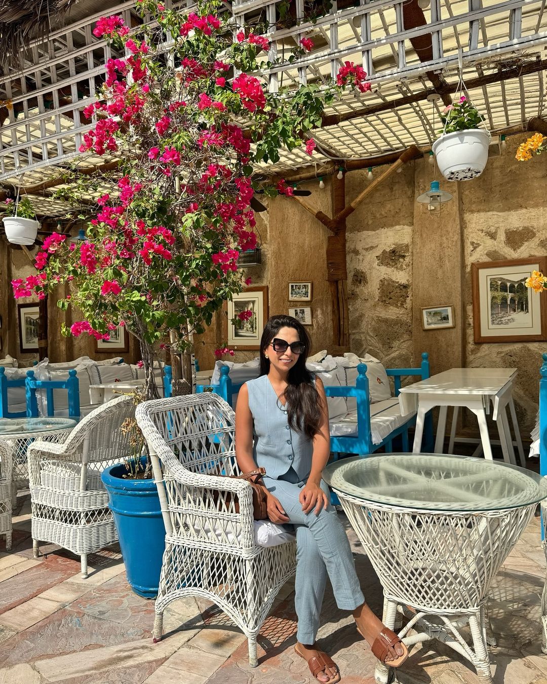 KARISHMA SAKHRANI IN SKY BLUE WAISTCOAT CO-ORD SET