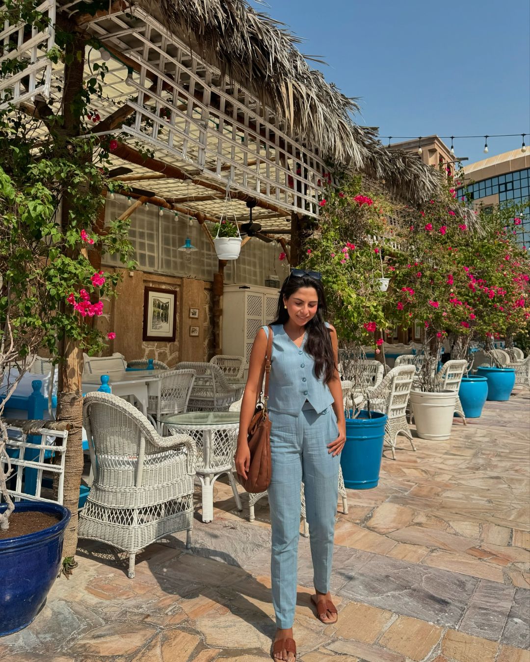 KARISHMA SAKHRANI IN SKY BLUE WAISTCOAT CO-ORD SET