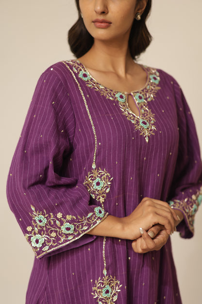 PURPLE FRENCH KNOT KURTASET
