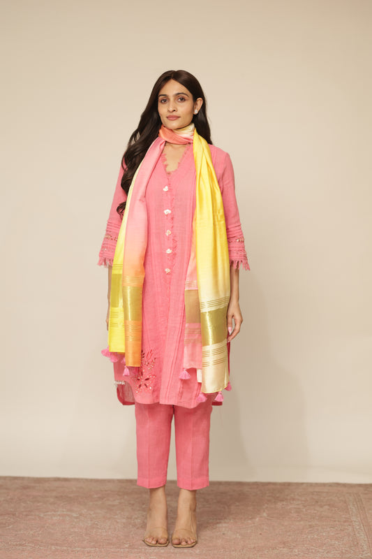 CANDY PINK CUTWORK KURTASET