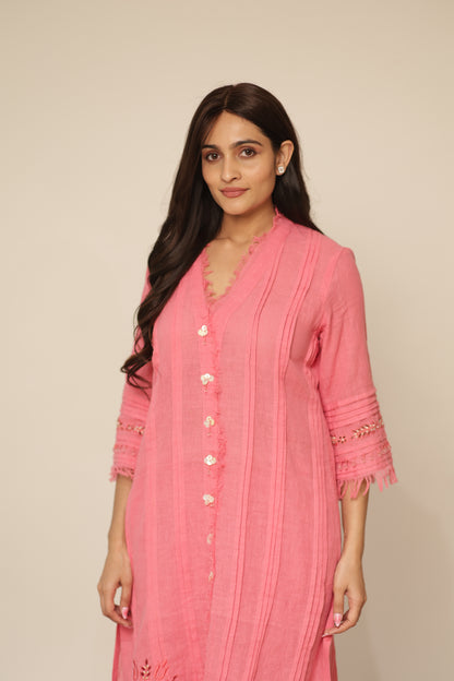 CANDY PINK CUTWORK KURTASET