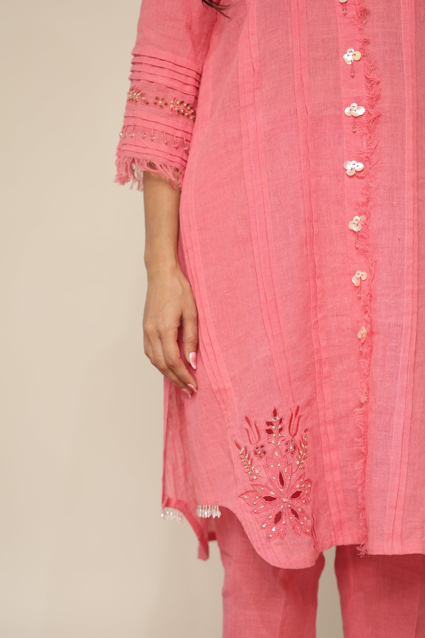 CANDY PINK CUTWORK KURTASET