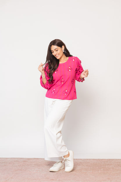 FUSCHIA PHOOL TOP