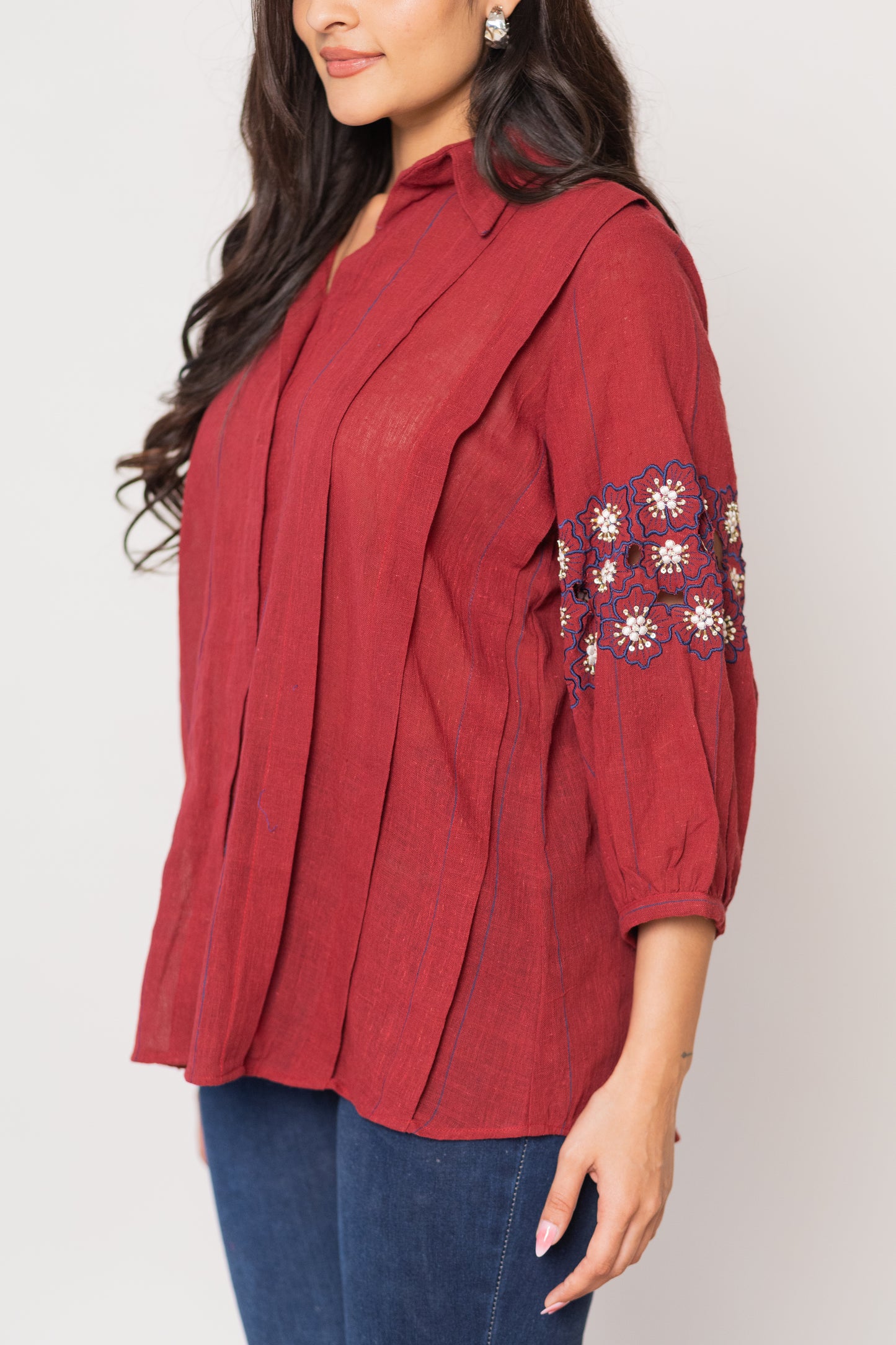 MAROON SUNEHRI SHIRT