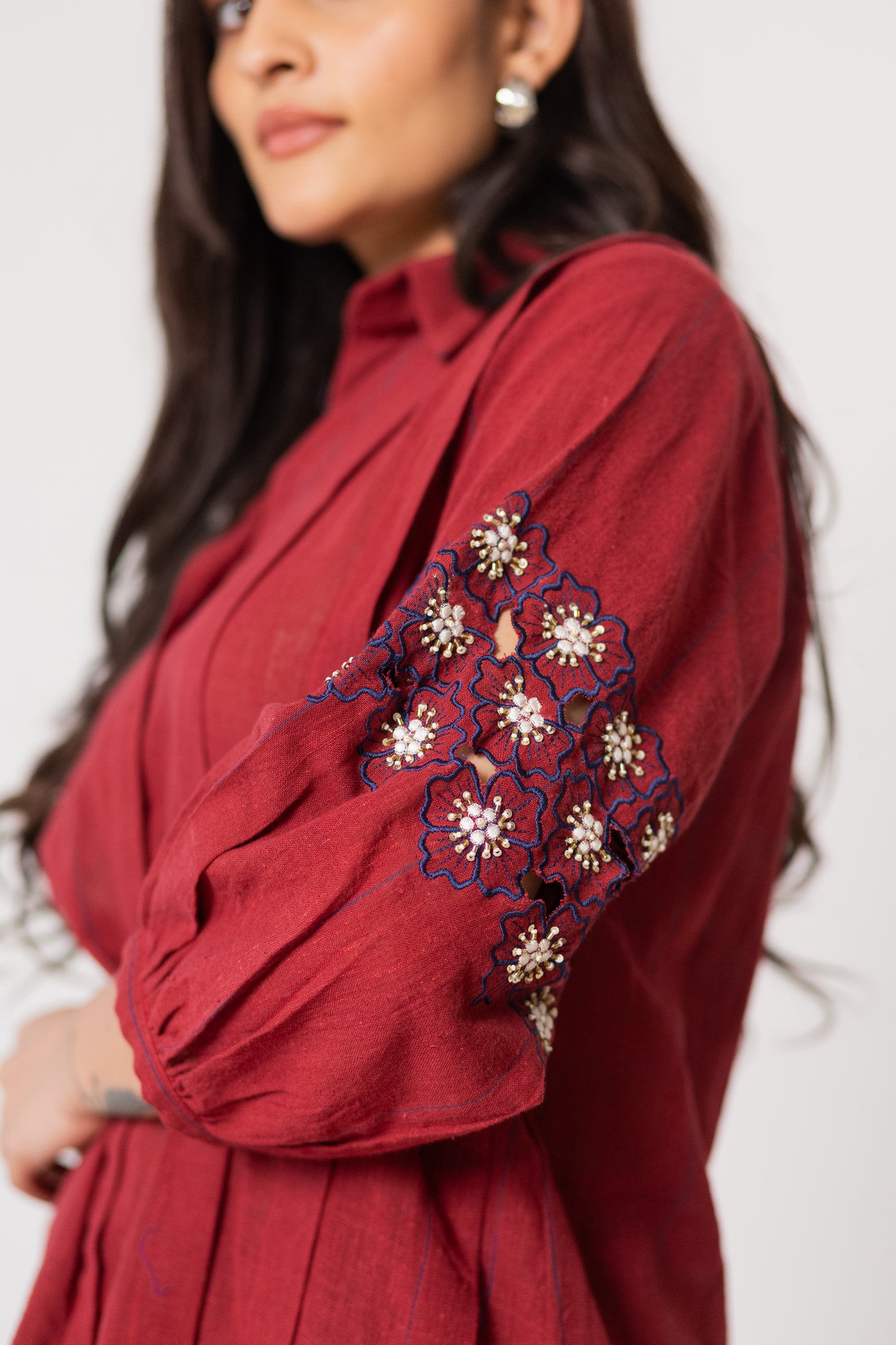 MAROON SUNEHRI SHIRT