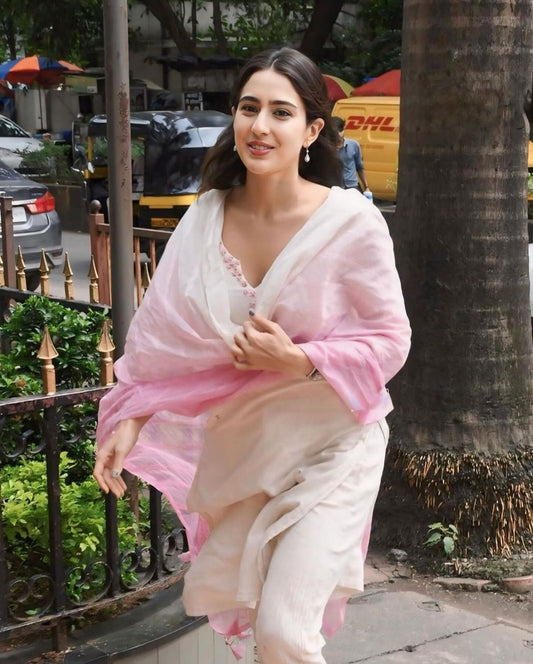 SARA ALI KHAN IN IVORY CHIDIYA KURTASET
