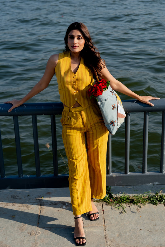 MUSTARD YELLOW WAISTCOAT CO-ORD SET