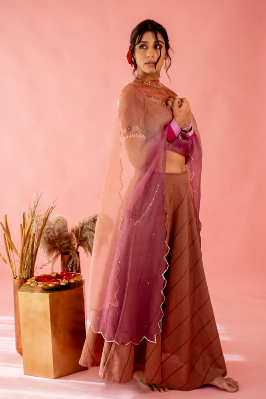 CHESTNUT BROWN LEHENGA SET