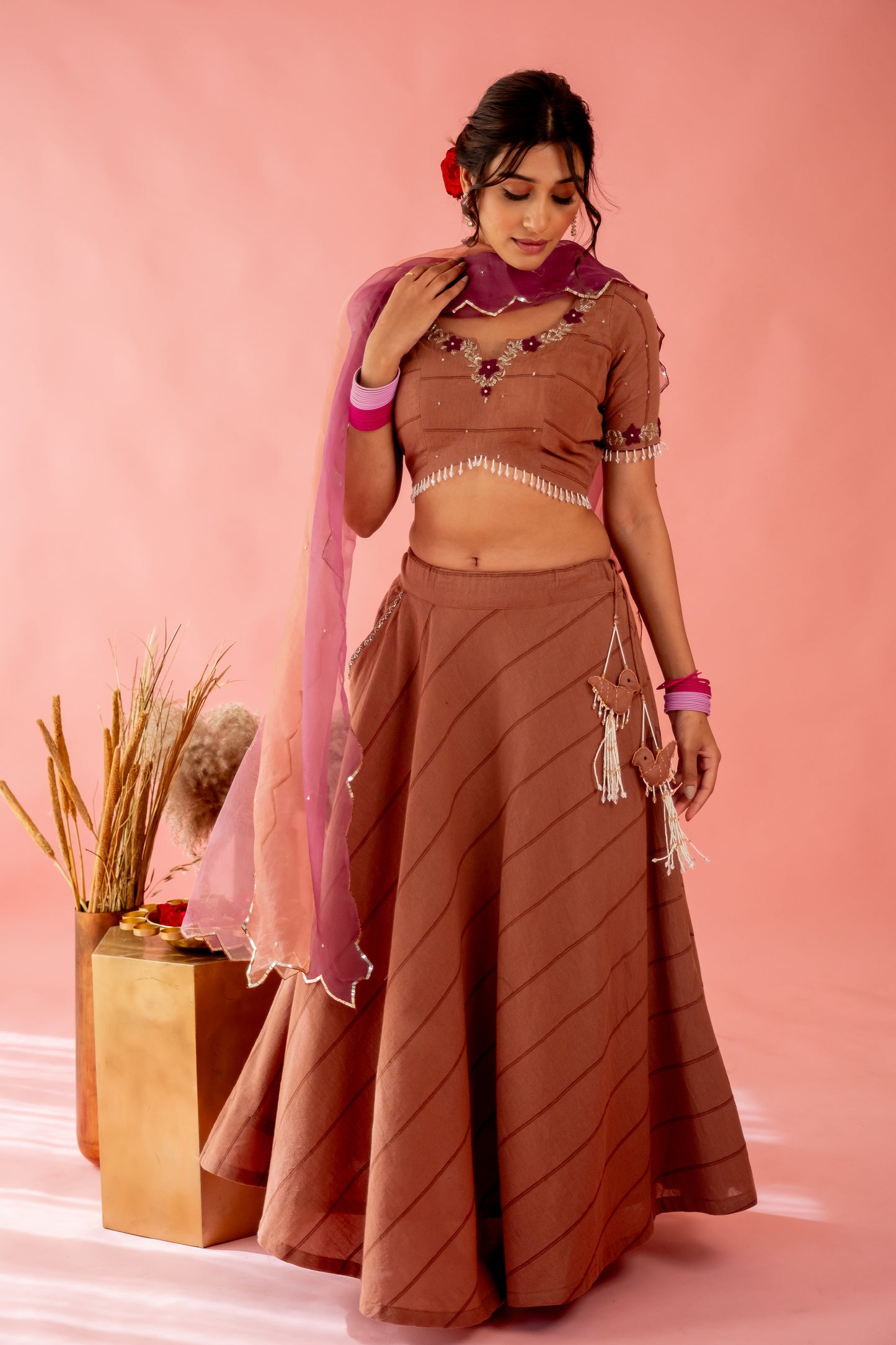 CHESTNUT BROWN LEHENGA SET