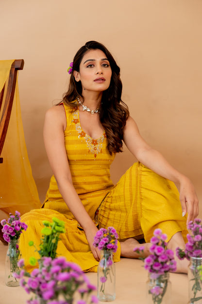 TANVI THAKKAR IN MUSTARD CHIDIYA SHARARA SET