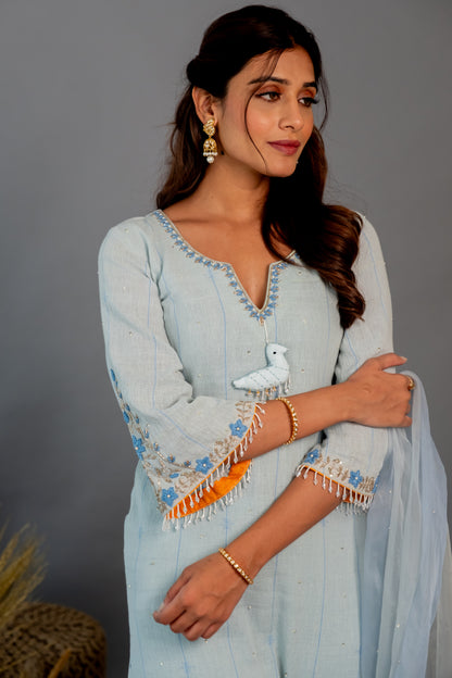 SKY BLUE CHIDIYA KURTASET