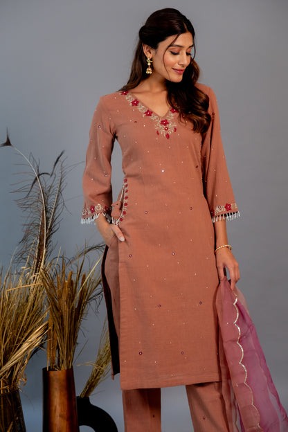 CHESTNUT CHIDIYA KURTASET