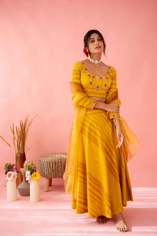 MUSTARD YELLOW LEHENGA SET