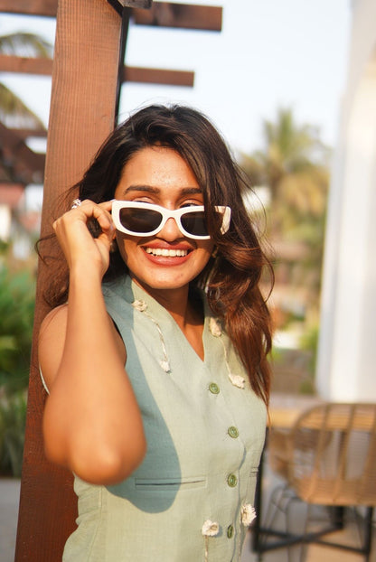SHABNAM FATHIMA IN TEAL MIRI WAISTCOAT CO-ORD SET